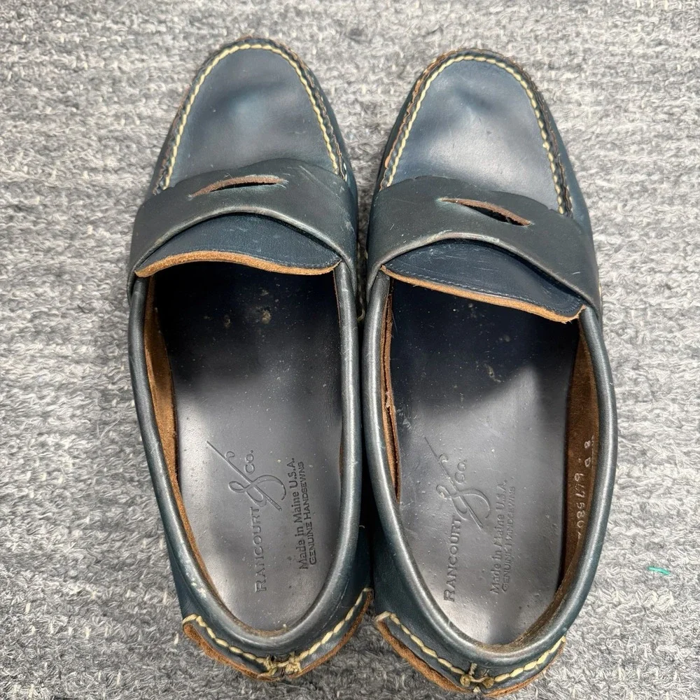 Rancourt & Co. Penny Loafer 8 D Blue Green Leather Preppy Made in Maine USA